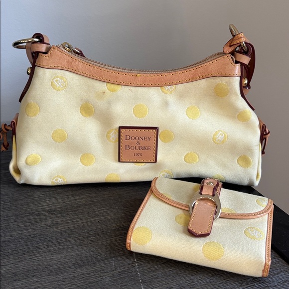 Dooney & Bourke Handbags - Dooney & Bourke Yellow Polka Dot Shoulderbag and Wallet